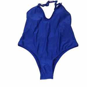 Zexxxy Womens Large Blue One Piece Swimsuit V Neck Halter Monokinis‎ NWT